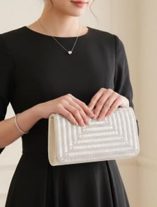 サテンラインストーンミニクラッチバッグ