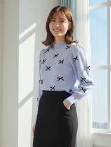 リボンデザインニット