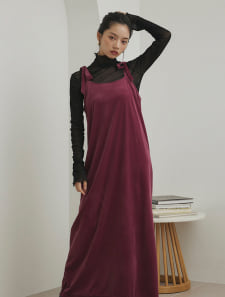 リボンデザインベロアワンピース