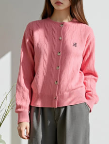 刺しゅうロゴケーブルニットカーディガン