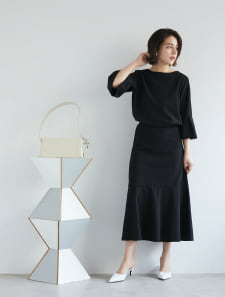 【SET UP対応】裾切替マーメイドスカート