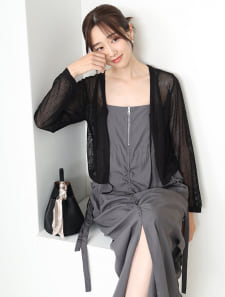 透かし編みリボンカーディガン