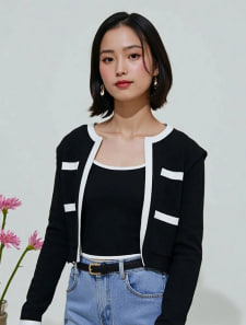 バイカラーキャミ付きカーディガン