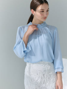 キャンディースリーブシアーブラウス