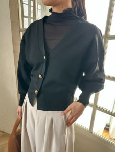 【harukaセレクト】ゴールドボタンVネックニットカーディガン
