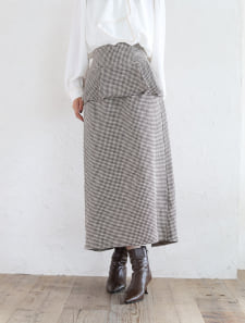 【MARIAセレクト】 【U150サイズあり】千鳥チェックペプラムナロースカート