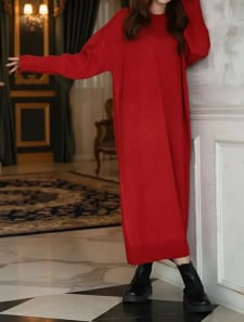 【honoセレクト】 ロングニットワンピース