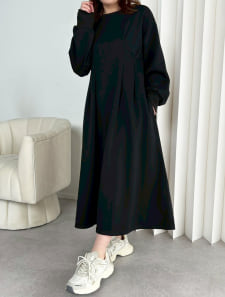 【kanaセレクト】 【U150サイズあり】裏起毛ウエストタックワンピースサイドポケット付