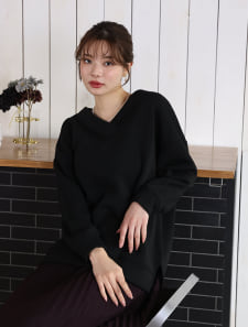 裏起毛Vネックカットソー