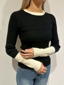 リブ配色プルオーバー