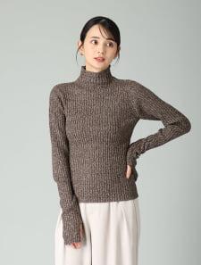 指穴開きミックスニット