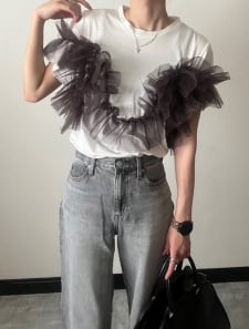 【接触冷感】チュールドッキングTシャツ