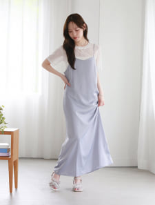 マットサテンキャミマキシワンピース