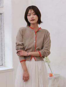 レイヤード風配色ニットカーディガン