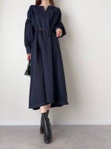 【cestmignon_mauセレクト】 【U150サイズあり】配色ステッチスキッパーワンピース