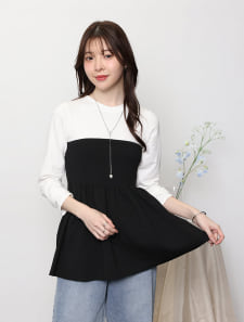 異素材ドッキングビスチェ風トップス