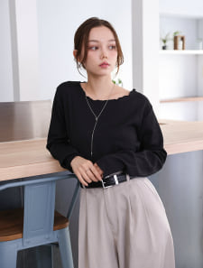 カットシャーリングクルーネックロンT