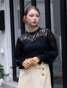 レース長袖ブラウス