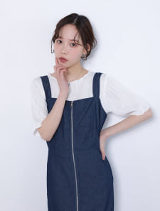 前開きデニムワンピース