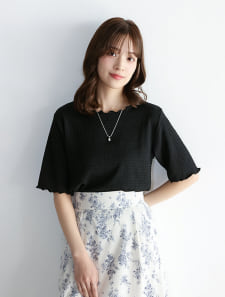 カットシャーリングクルーネックTシャツ