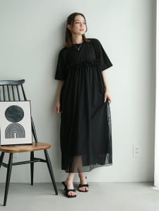 チュールドッキングカットソーワンピース