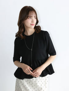 裾バルーン5分袖ニット