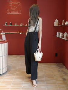 【kannaセレクト】 サスペンダー付きワイドパンツ
