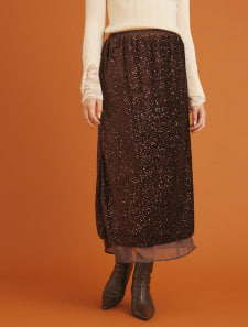 レイヤードスパンコールスカート