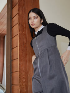 フロントジップサロペット