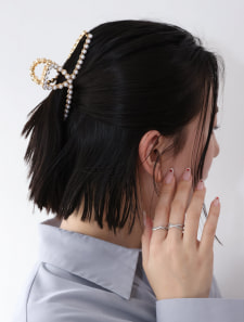 パールラインメタルヘアクリップ