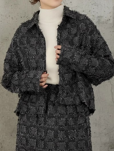 【SET UP対応】フリンジチェックジャケット