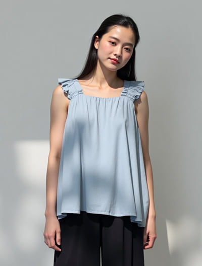 ノースリーブギャザーブラウス