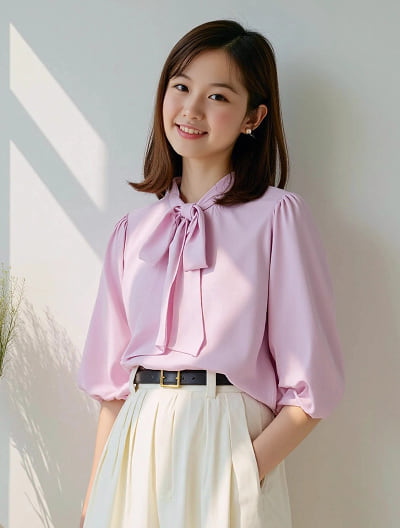 リボンタイブラウス