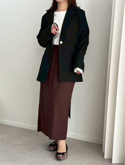 【U150サイズあり】ポケット付きラメリブタイトスカート