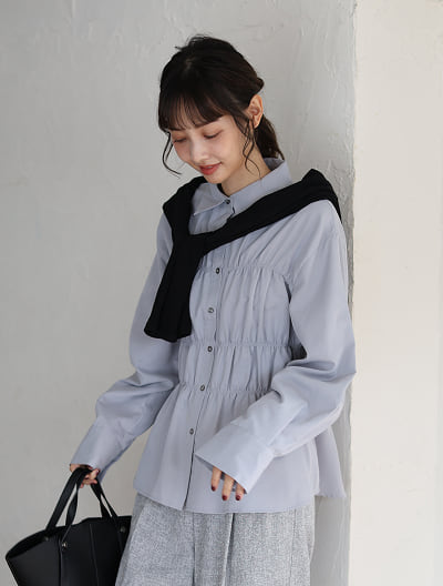 【kannaセレクト】ビスチェデザイン長袖シャツ