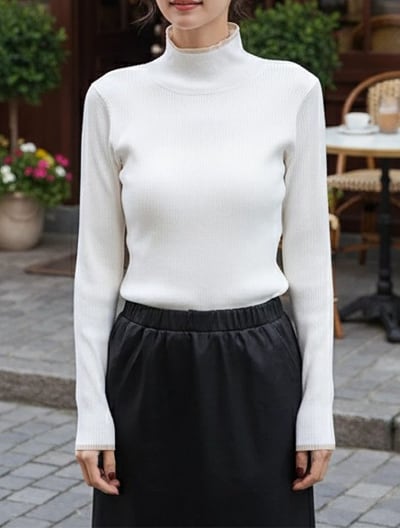 配色リブニット