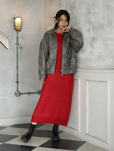 【honoセレクト】 ロングニットワンピース