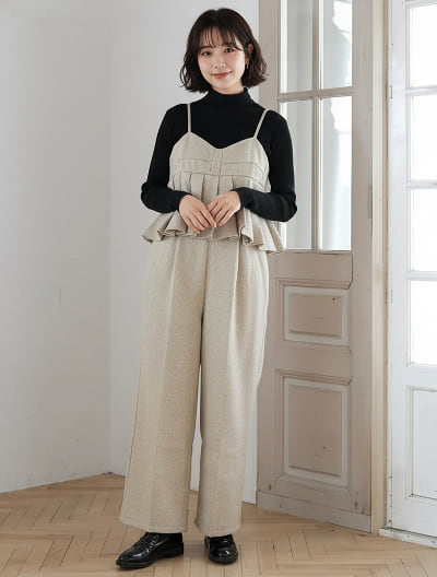 ツイードプリーツビスチェオールインワン