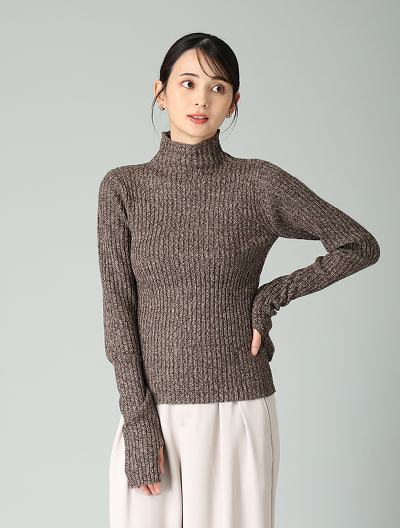 指穴開きミックスニット