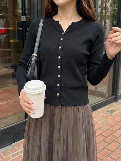 キーネックニットカーディガン