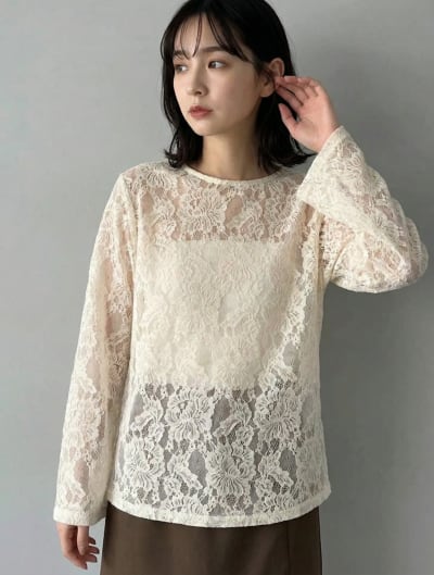フロッキーレースブラウス