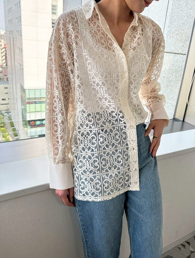 レースロングシャツ