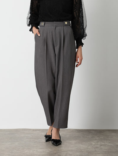 ウエストボタンデザインストレートパンツ