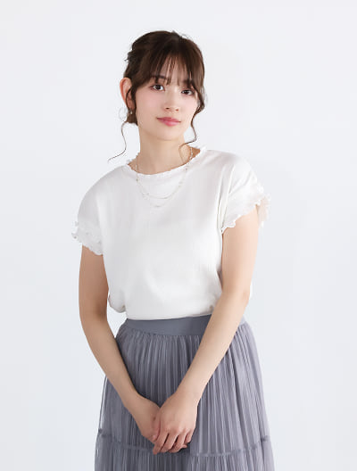 リブメローフレンチスリーブTシャツ