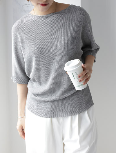 ラメボートネックサマーニット