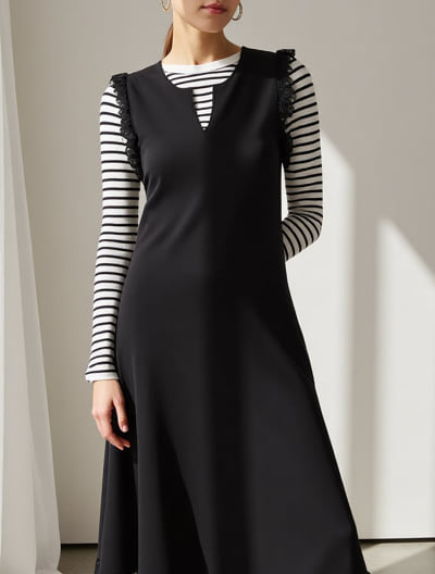 フリルデザインニットワンピース