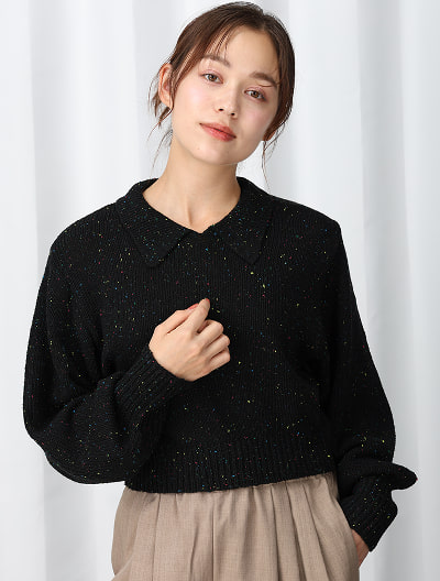 ミックスカラー衿付ニット