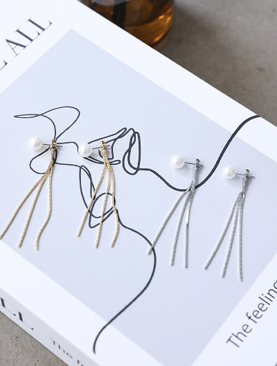 【サージカルステンレス】チェーンキャッチパールピアス