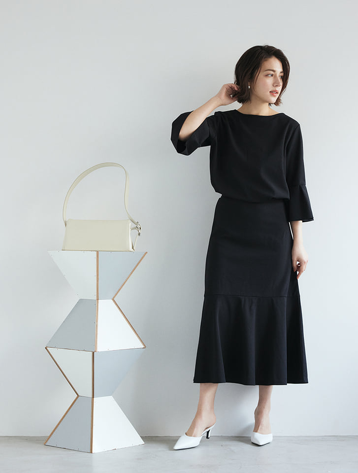 【SET UP対応】裾切替マーメイドスカート