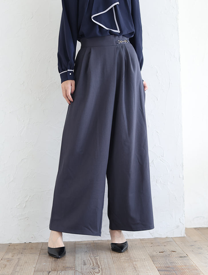 【MARIAセレクト】 【U150サイズあり】ツータックラップワイドパンツ